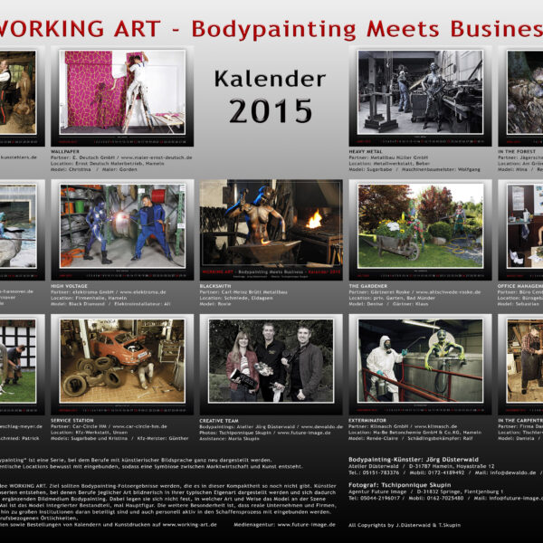 Kalender-Infoseite vom Kalender WORKING ART - Bodypainting meets Business 2015