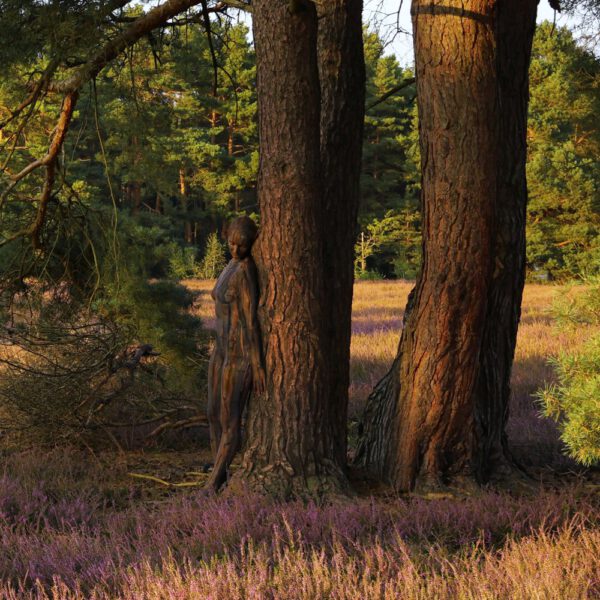 Baum-Motiv in einer Heidelandschaft aus dem Körperkunstprojekt NATURE ART des Künstlers Jörg Düsterwald.